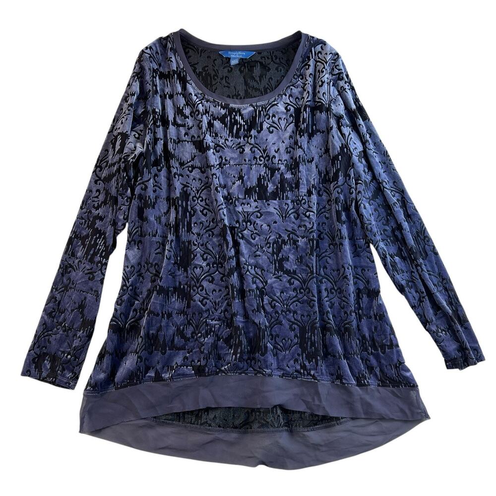 Simply Vera‎ Wang XL Velvet Burnout Tunic Top Fairy Grunge Whimsigoth Fairycore